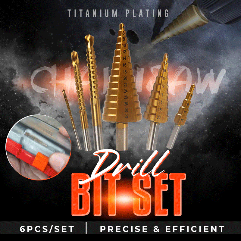Titanium Step Drill Bit Saw Plating Set (6pcs)