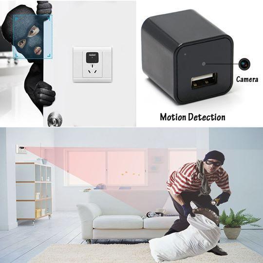 1080p HD USB Wall Charger Hidden Spy Camera - Indigo-Temple