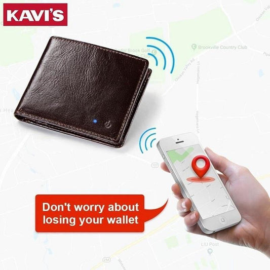 Anti-Lost/Theft Bluetooth Genuine Leather Smart-Wallet - Indigo-Temple