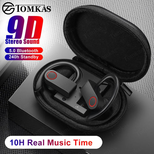 9D Surround Ultra Lightweight Waterproof Bluetooth 5.0 Sporty Earphones with Charging Case