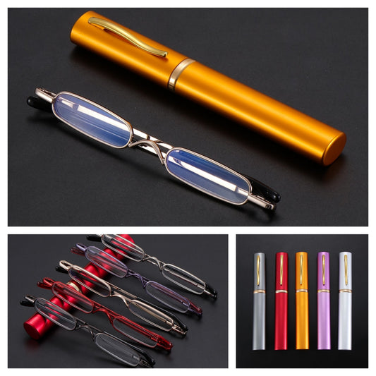 Ultra-thin Metal Reading Glasses with Tube Case