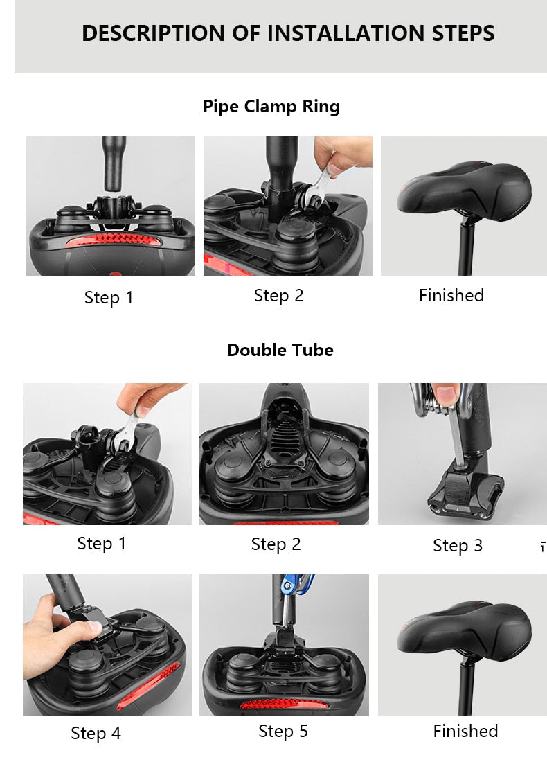 Ultra-Comfortable Shock Absorbing Bicycle Saddle