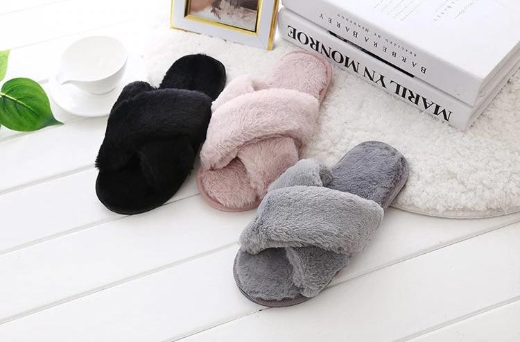 Women Faux Fur Winter Slippers - Indigo-Temple