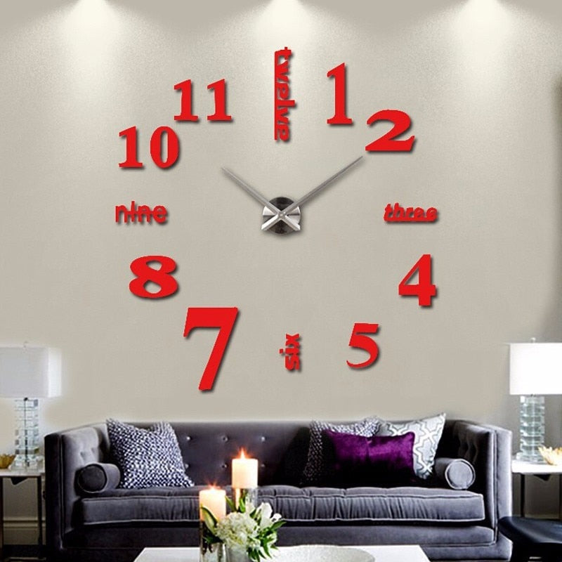 3D Wall DIY Mirror Clock