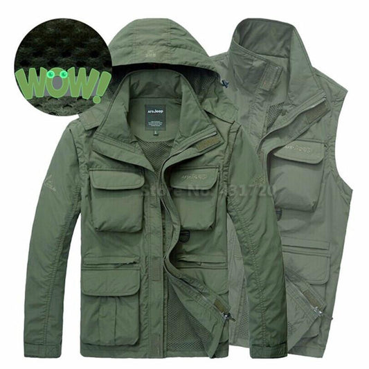 2 IN 1 waterproof Coat & Sleeveless Vest (2 colors) - Indigo-Temple