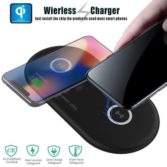 Dual-Coil Qi Wireless Quick-Charge Pad - Indigo-Temple