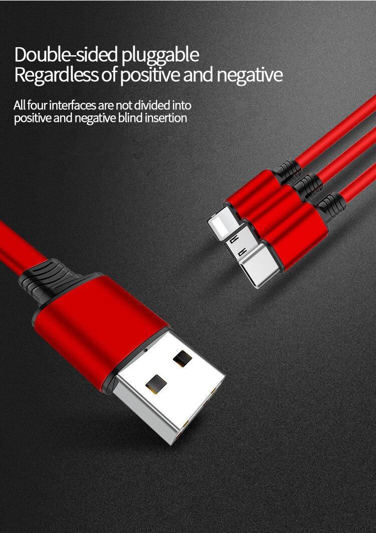 Retractable 3 In 1 USB  Portable Charging Cable