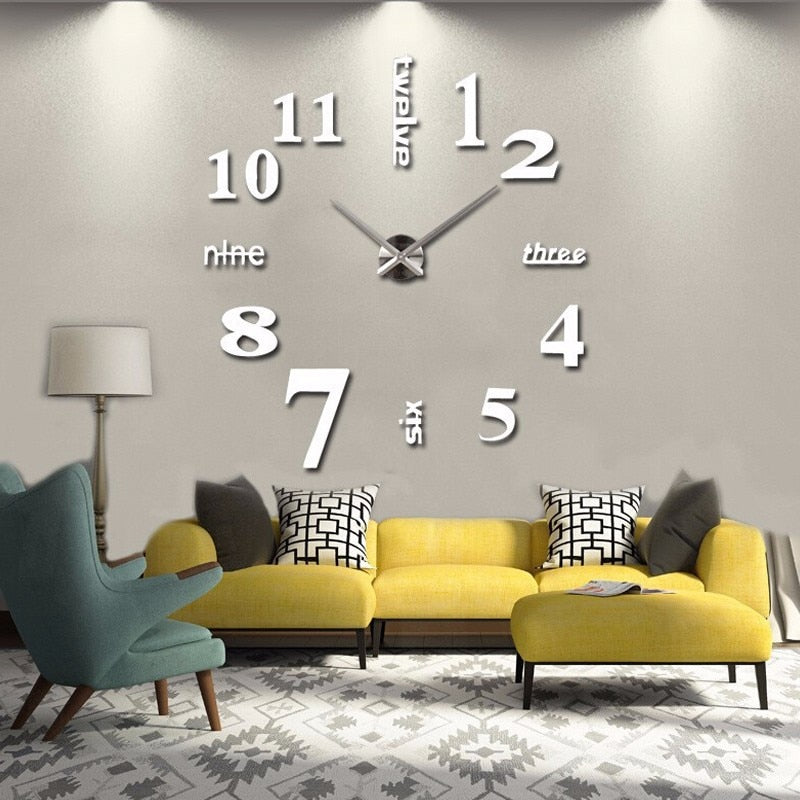 3D Wall DIY Mirror Clock
