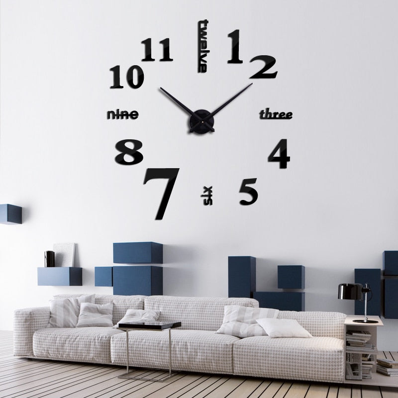3D Wall DIY Mirror Clock