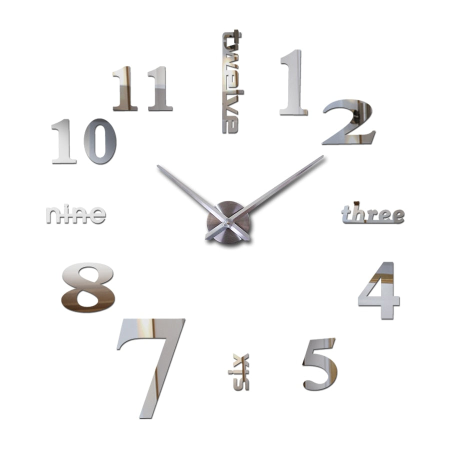 3D Wall DIY Mirror Clock