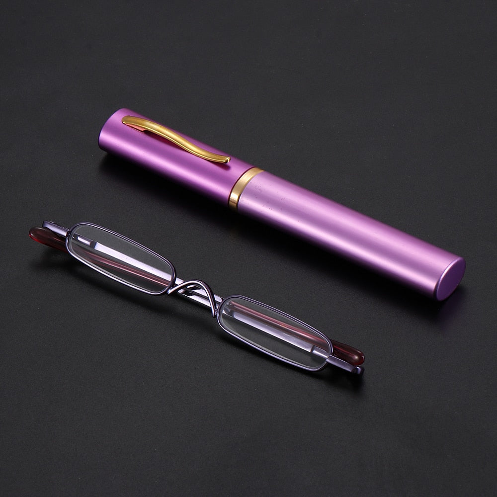 Ultra-thin Metal Reading Glasses with Tube Case
