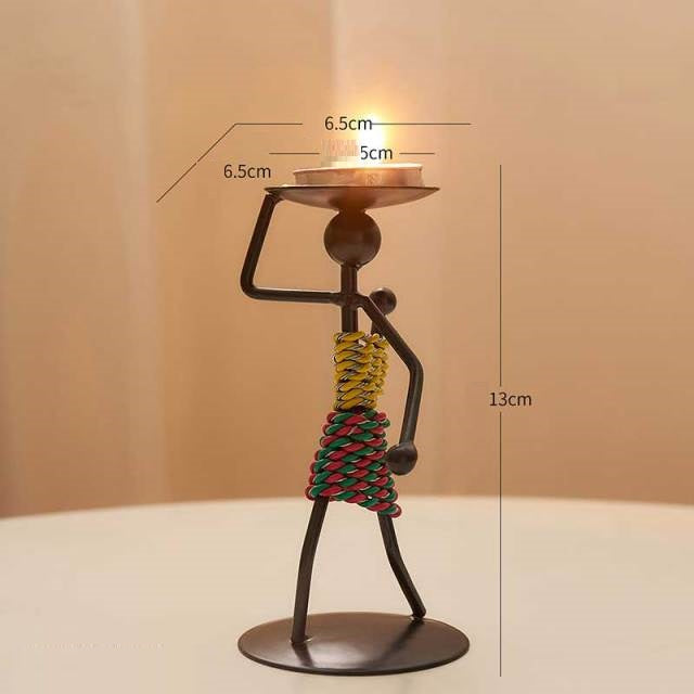 Pinturesque Metal African Style Candle Holder