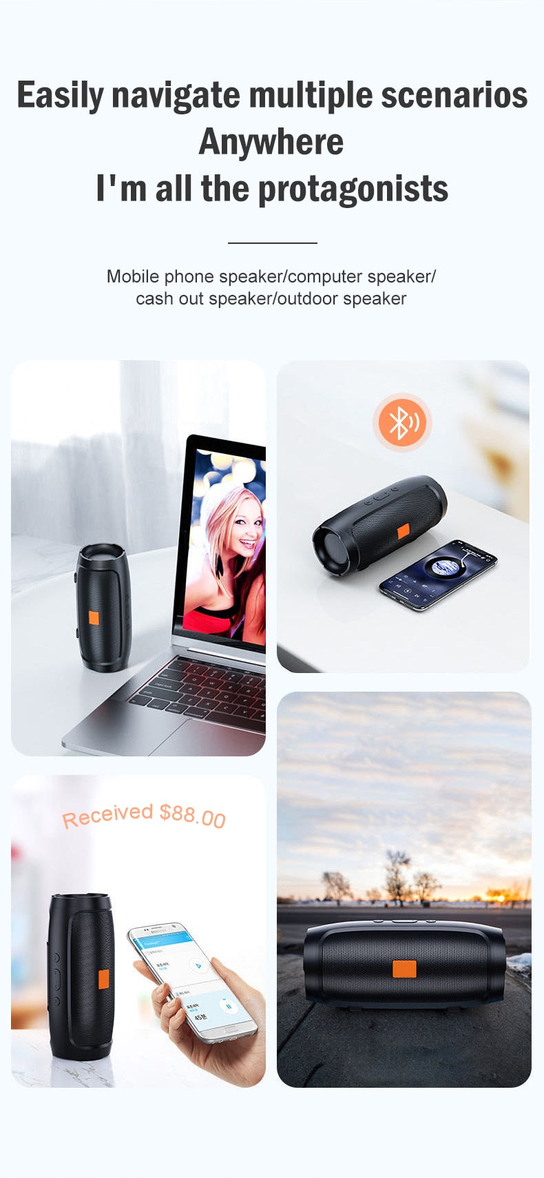 Wireless Double Horn Stereo Hifi Bluetooth speaker