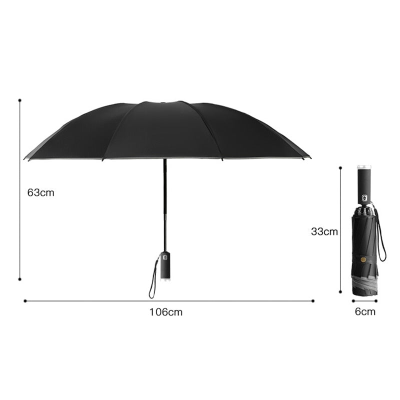Fully Automatic Reverse Umbrella With LED Flashlight