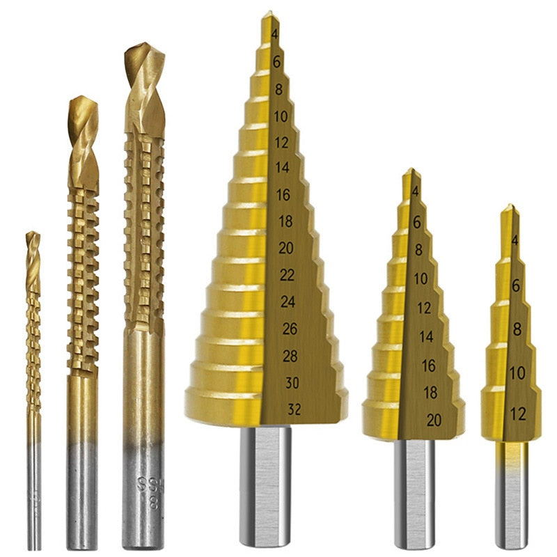 Titanium Step Drill Bit Saw Plating Set (6pcs)