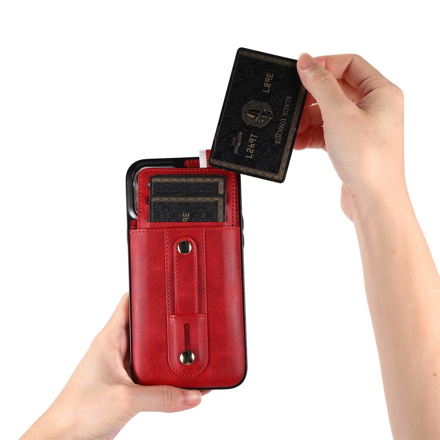 Ring & Stand Wallet Phone Case For iPhone