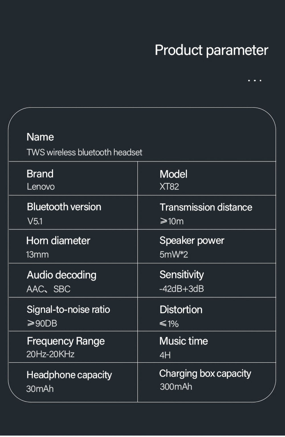 Lenovo™ Wireless Bluetooth HiFi Surround Sound Earphones