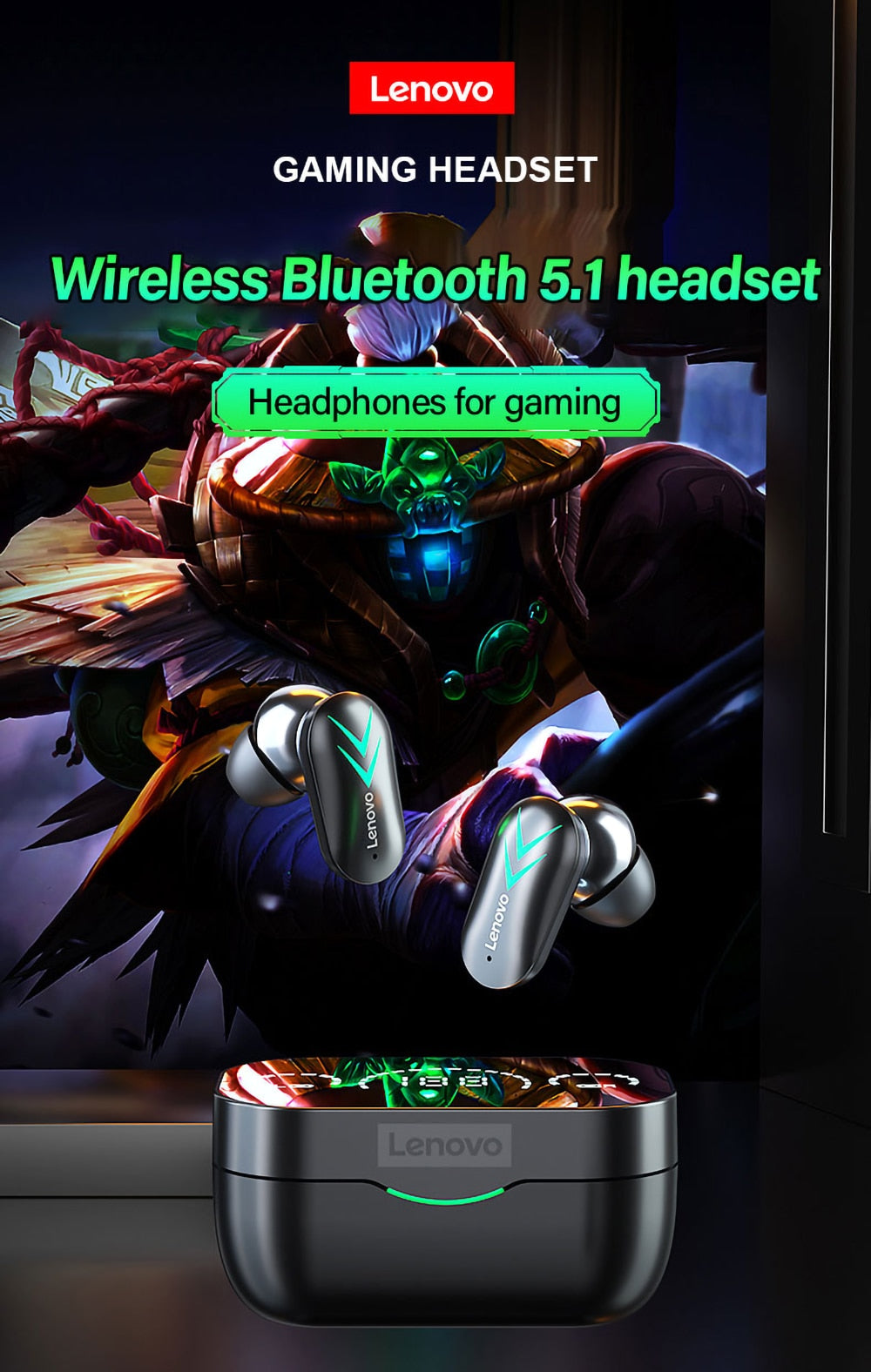 Lenovo™ Wireless Bluetooth HiFi Surround Sound Earphones