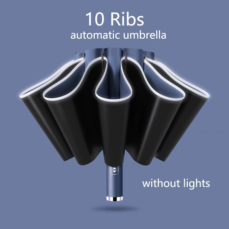 Fully Automatic Reverse Umbrella With LED Flashlight