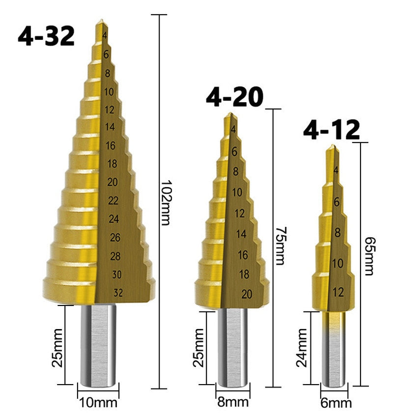 Titanium Step Drill Bit Saw Plating Set (6pcs)