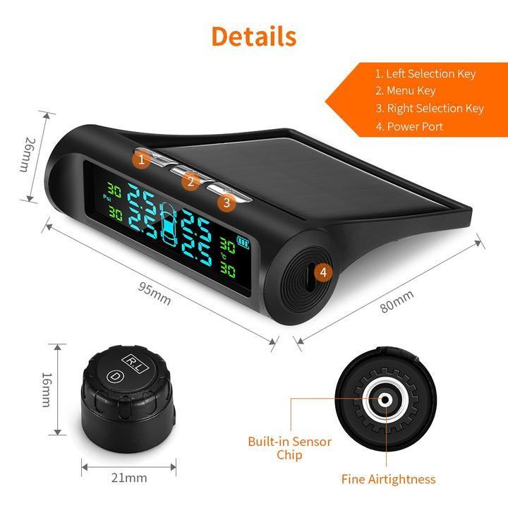 Solar Powered Car Tire Pressure Monitoring System - Indigo-Temple