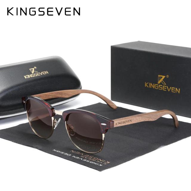 KINGSEVEN™ Black Walnut Wooden Polarized Sunglasses