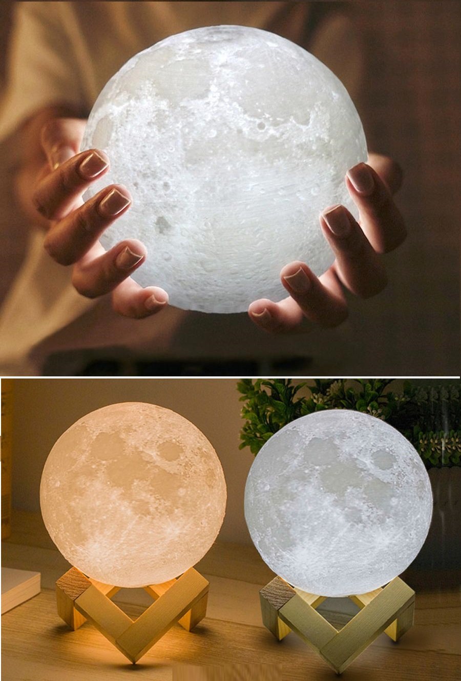 Luna™ - 3D Printed Full-Moon LED Lamp - Indigo-Temple