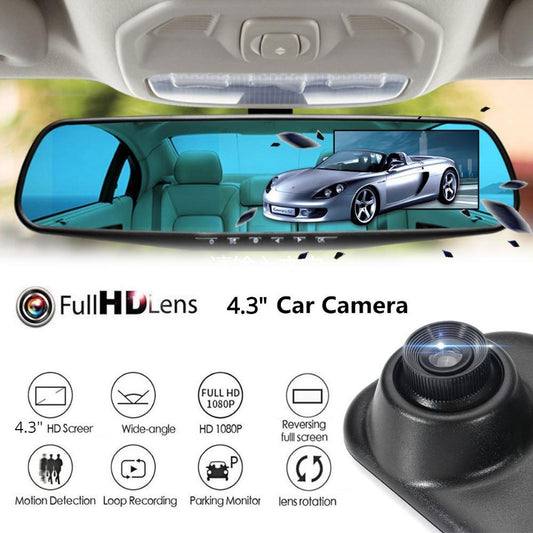 HD Mirror Cam - 1080P With 4.3" Digital Screen Car DVR - Indigo-Temple