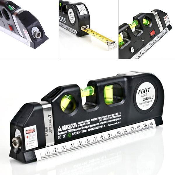 Multipurpose 7-IN-1 Level/Laser Horizon/Measuring Tape Tool - Indigo-Temple