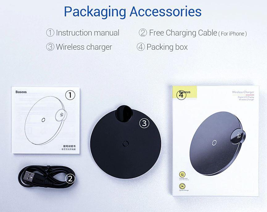 Baseus™ Qi Wireless LED Display 10W Charging Pad - Indigo-Temple