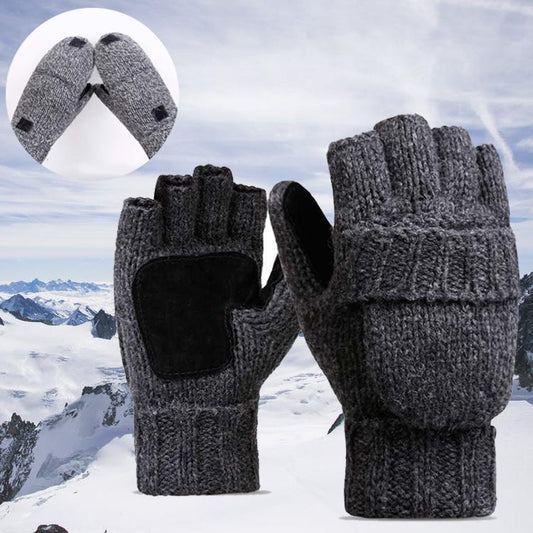 2 in1 Smart Fingerless Gloves With Attached Mittens - Indigo-Temple