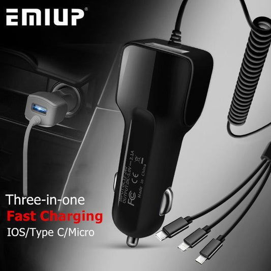 ChargingChief™ 3 In 1 Smart Car Charger - Indigo-Temple