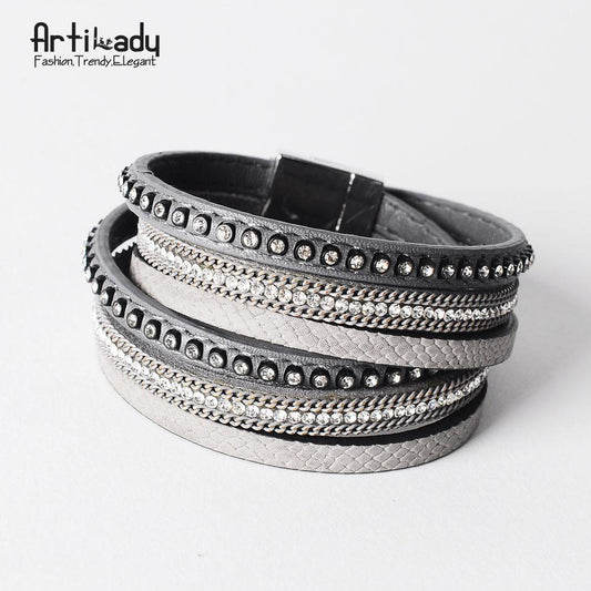Multi-Layer Leather wrap bracelet - Indigo-Temple