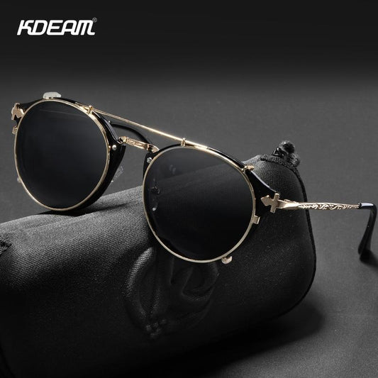 KDEAM™ Retro Steampunk Clip On Sunglasses