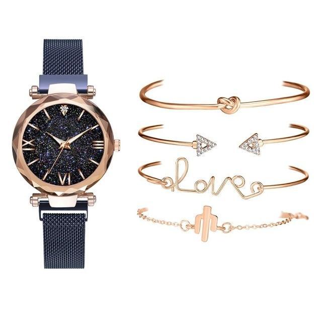 Magnetic Night Sky Quartz Watch 5 pcs Set