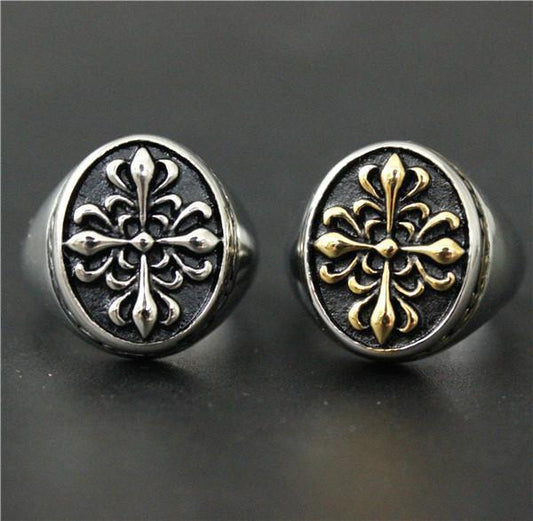 Malta - Vintage Cross Flower Ring - Indigo-Temple