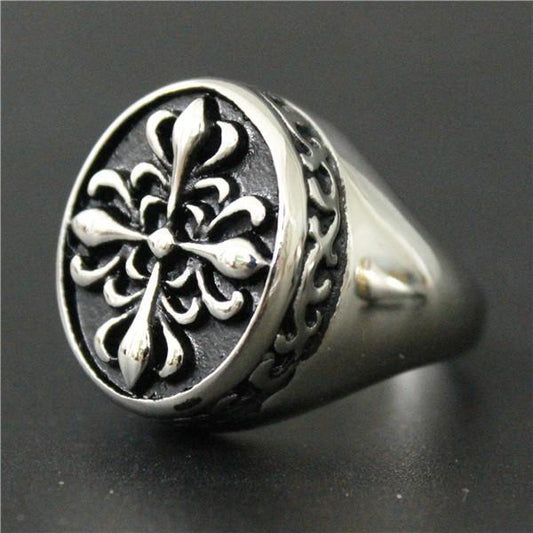 Malta - Vintage Cross Flower Ring - Indigo-Temple