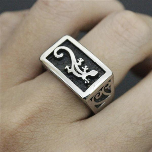 Gekko-Stainless Steel Ring - Indigo-Temple
