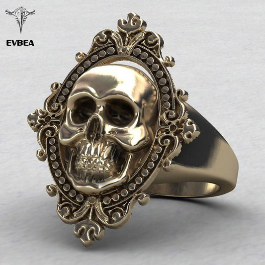 Goat - Ancient Gold Plated Skull Ring - Indigo-Temple