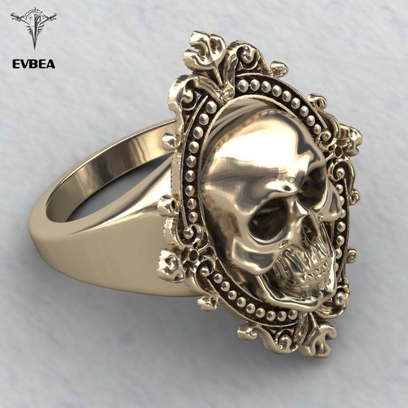 Goat - Ancient Gold Plated Skull Ring - Indigo-Temple