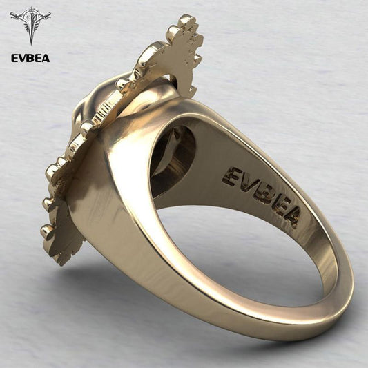 Goat - Ancient Gold Plated Skull Ring - Indigo-Temple