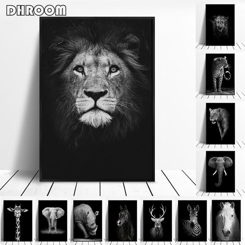 BLACK & WHITE AFRICAN ANIMAL CANVAS PAINTING