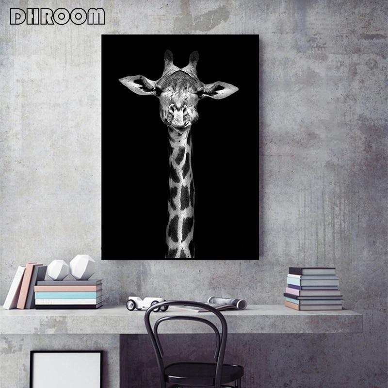 BLACK & WHITE AFRICAN ANIMAL CANVAS PAINTING