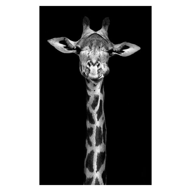 BLACK & WHITE AFRICAN ANIMAL CANVAS PAINTING