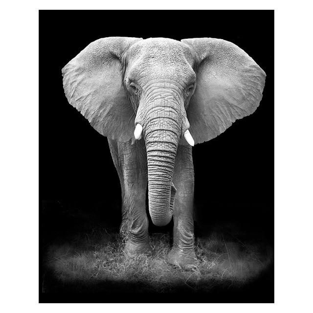 BLACK & WHITE AFRICAN ANIMAL CANVAS PAINTING