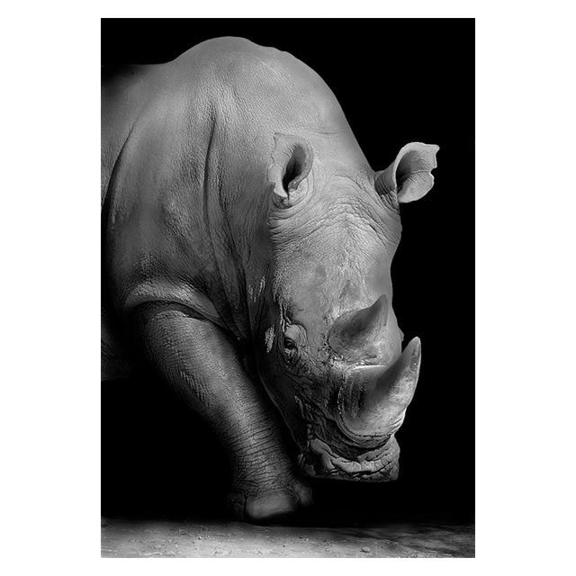 BLACK & WHITE AFRICAN ANIMAL CANVAS PAINTING