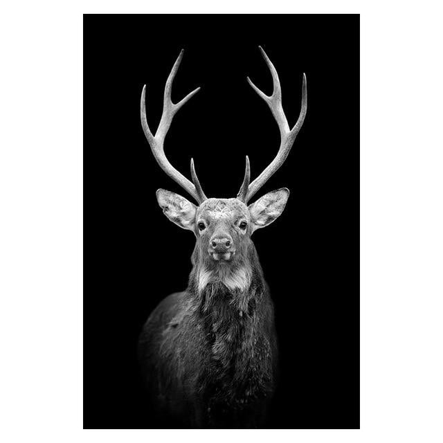 BLACK & WHITE AFRICAN ANIMAL CANVAS PAINTING