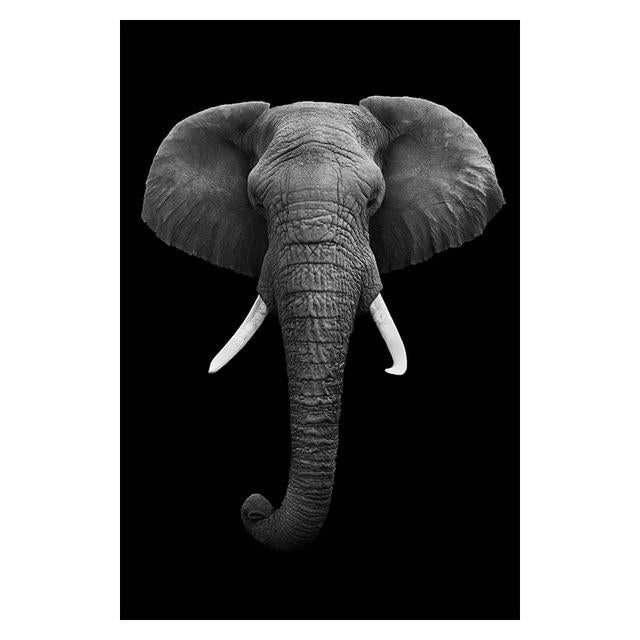 BLACK & WHITE AFRICAN ANIMAL CANVAS PAINTING