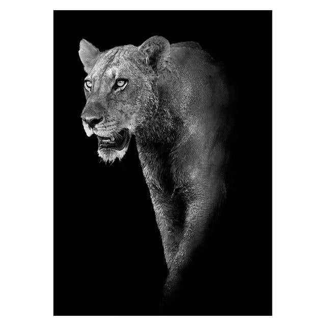 BLACK & WHITE AFRICAN ANIMAL CANVAS PAINTING