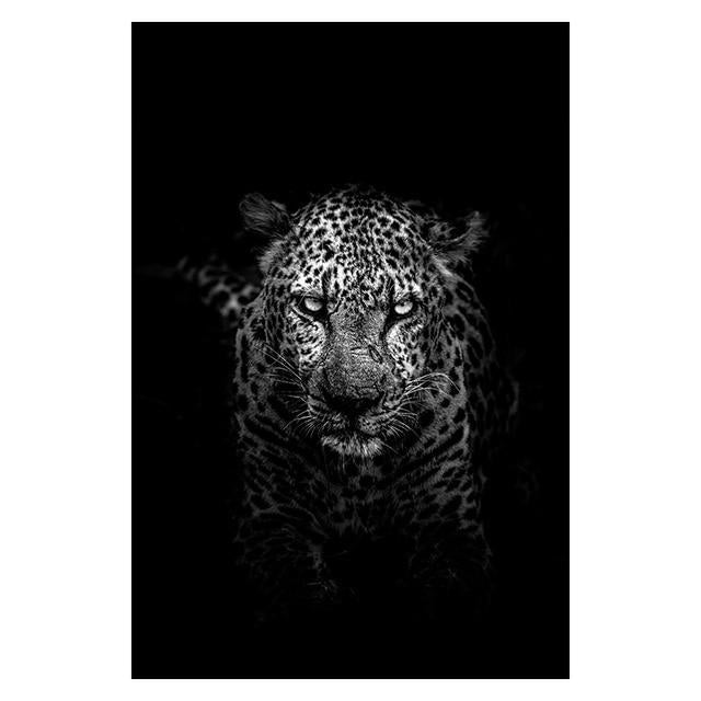 BLACK & WHITE AFRICAN ANIMAL CANVAS PAINTING